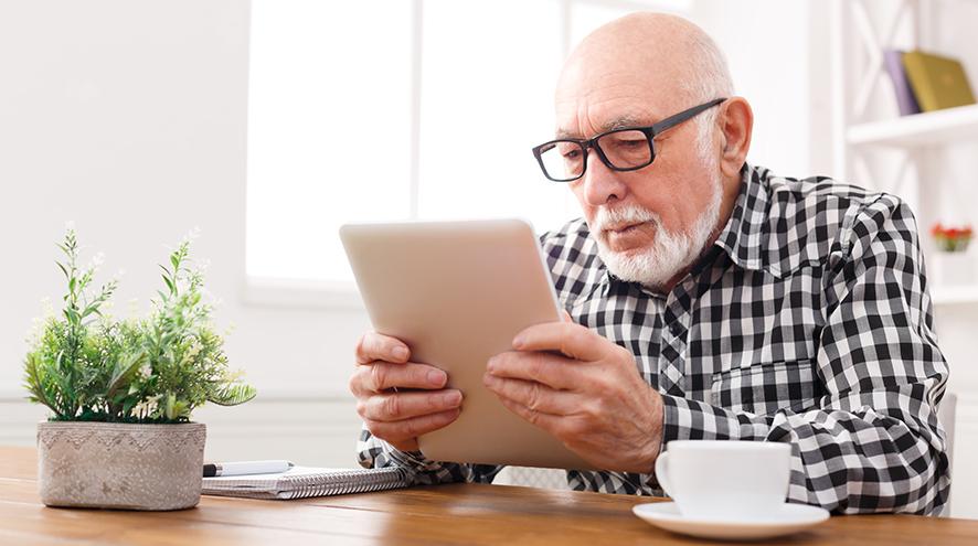 Man using his tablet